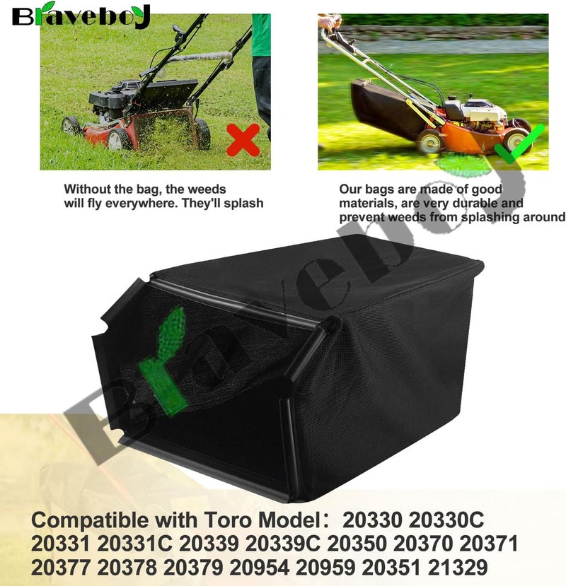Braveboy 115-4664 Grass Bag - NO Metal Frame - by , Compatible with Toro Lawn Mower XT675 59307 22" Lawn Mower 2009, Fits Model 20330 20331 20370 20371 20377 20378 & More - Image 3